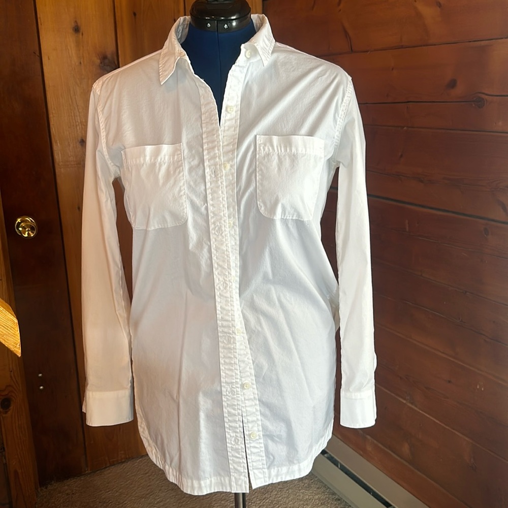 Athleta White Long Sleeve Button Up Tunic Size M